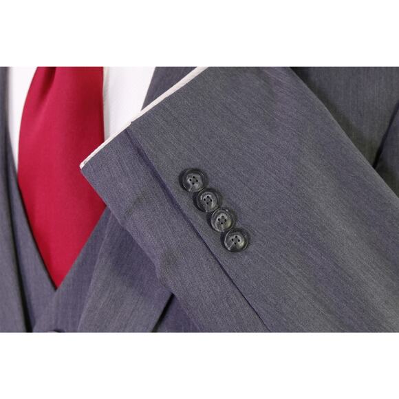 Joseph by Jos A Bank Solid Gray 3-Piece Wool Suit Solid 40R - Picture 6 of 13